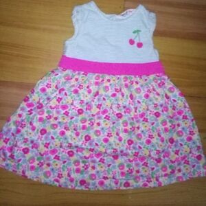 Beebay Floral Fantasy Kids Dress with Cherry Detail